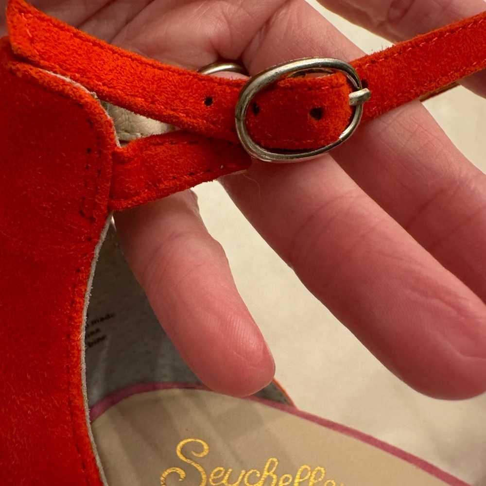 New! Seychelles Hazel Fuchsia and Red Suede Leather Ankle Strap Heels, sz 8 - Picture 14 of 14
